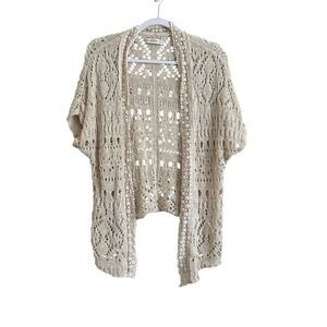 Abercrombie & Fitch Crochet Kimono Women's  XS/S Cream Short Sleeve‎ Boho